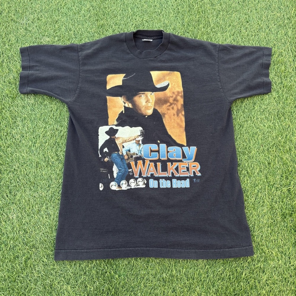 Vintage Clay Walker Shirt Mens Large Black On The Road Country Tour Tee 90s